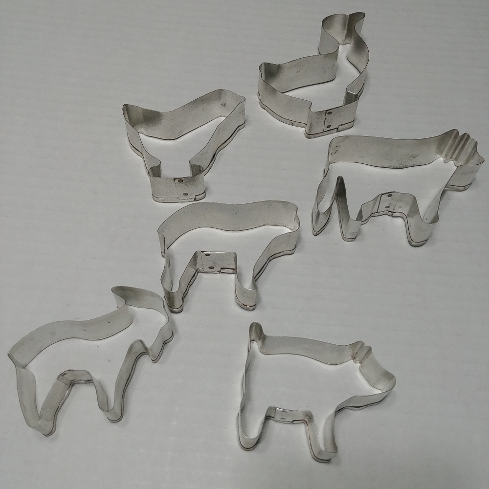 Set Of 6 Farm Animal cookie cutters, Cow Pig Goat Sheep Chicken and Duck